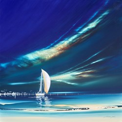A Midnight Sail by Jonathan Shaw - Original Painting on Board sized 24x24 inches. Available from Whitewall Galleries